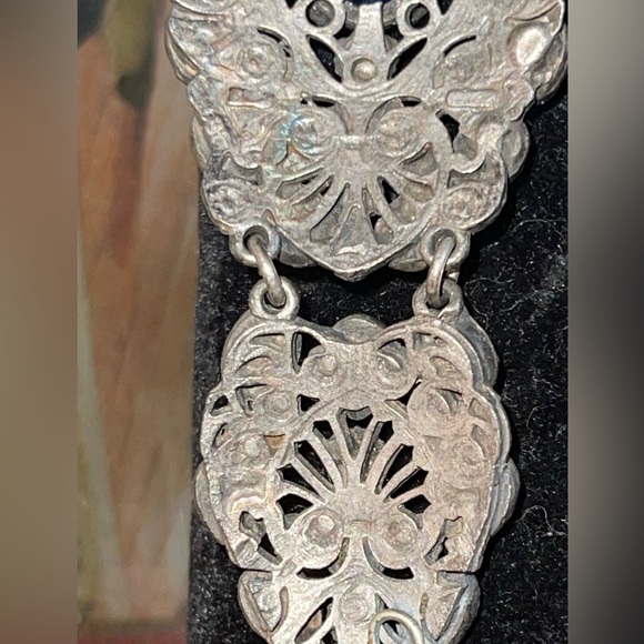 Vintage Art Nouveau Czech (Austrian?) Cobalt Blue Glass Stone Filigree Bracelet - Picture 10 of 10